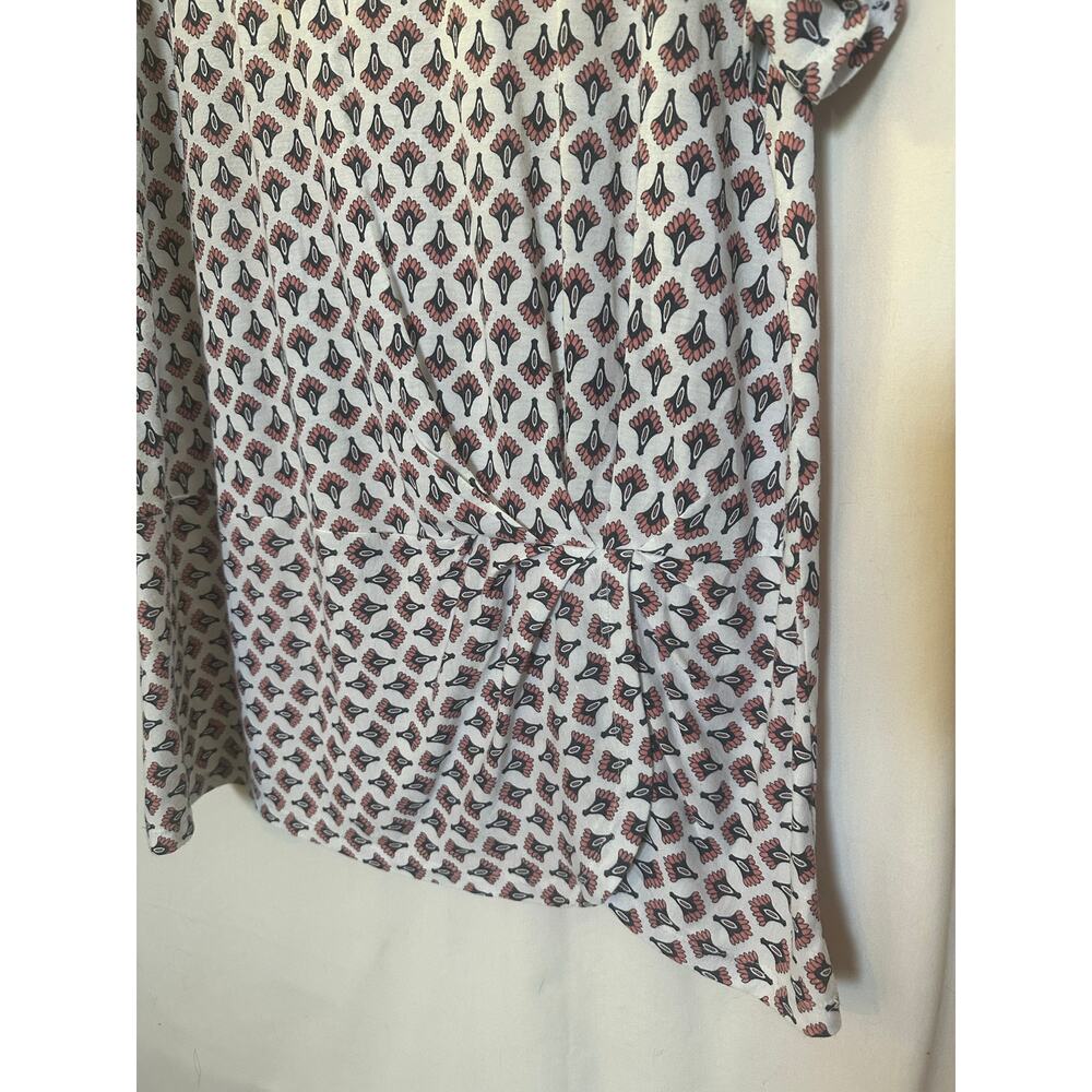 Liz Claiborne Printed Twist-Front Short Sleeve Top – Size XL - Picture 2 of 6